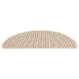 Berkfield Home Carpet Stair Treads 15 pcs White & Brown 65x21x4 cm in Beige - Size: Medium - thumbnail 4