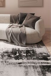 Kukoon Silver Grey Modern Contemporary Abstract Small Doormat Rug 80cm x 150cm - Size: 80 cm x 150 cm - thumbnail 2
