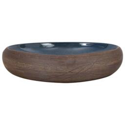 Berkfield Home Durable Countertop Basin Brown & Blue Oval 59x40x15 cm Ceramic - Size: 59 x 40 x 15 cm