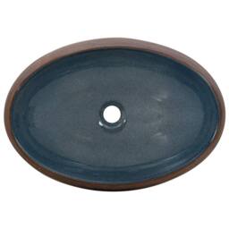 Berkfield Home Durable Countertop Basin Brown & Blue Oval 59x40x15 cm Ceramic - Size: 59 x 40 x 15 cm - thumbnail 6