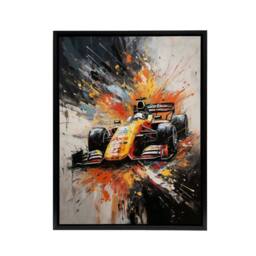 "Artery8 Race Car Racing Scene Paint Splat Framed Canvas Wall Art Print - Size: W12"" x H16""" - thumbnail 1