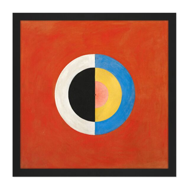 "Artery8 Wall Art Print Hilma Af Klint Group IX Suw The Swan No 17 Abstract Square Framed Picture 16X16 Inch in Black - Size: W16"" x H16""" - image 1