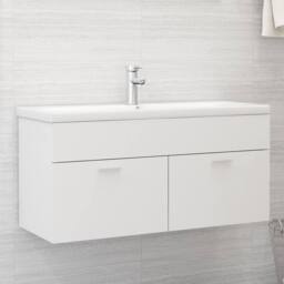 Berkfield Home Sink Cabinet with Built-in Basin White Engineered Wood - thumbnail 2