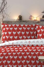 Fusion 'Geo Robin' Festive Robin Reversible Duvet Cover Set in Red - Size: Single - thumbnail 2
