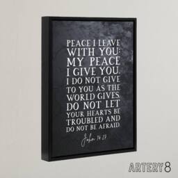 "Artery8 John 14 27 Peace I Leave With You Bible Quote Framed Canvas Wall Art Print in Grey - Size: W12"" x H16""" - thumbnail 2