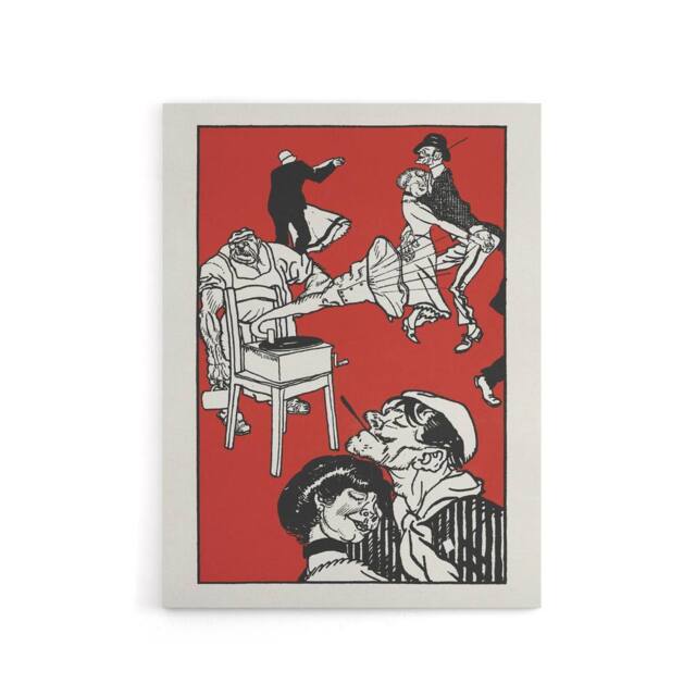 "Artery8 Apachentanze Gramophone Dancers Moriz Jung Canvas Wall Art Print in Red - Size: W12"" x H16""" - image 1