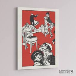 "Artery8 Apachentanze Gramophone Dancers Moriz Jung Canvas Wall Art Print in Red - Size: W12"" x H16""" - thumbnail 2