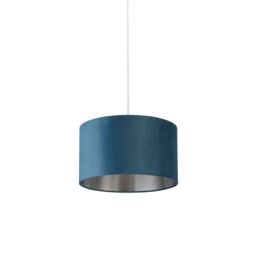 Lighting Collection Teal Velvet Drum Shade Silver Inner D45Cm Lamp Shade - thumbnail 3