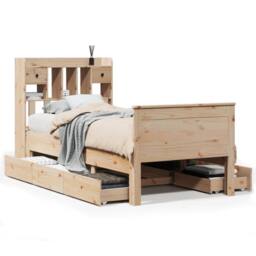Berkfield Home Bookcase Bed without Mattress 90x190 cm Single Solid Wood Pine in Natural - thumbnail 2