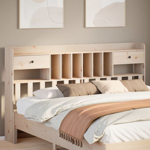 Berkfield Home Headboard with Storage 180 cm Solid Wood Pine in Brown - image 1