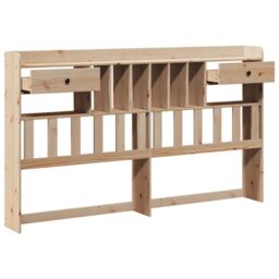 Berkfield Home Headboard with Storage 180 cm Solid Wood Pine in Brown - thumbnail 4