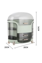 SHEONLY Large Capacity Cosmetic Storage Box With 2 Layers Of Storage Boxes & Transparent Lid in Green - thumbnail 6