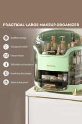 SHEONLY Large Capacity Cosmetic Storage Box With 2 Layers Of Storage Boxes & Transparent Lid in Green - thumbnail 5