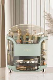 SHEONLY Large Capacity Cosmetic Storage Box With 2 Layers Of Storage Boxes & Transparent Lid in Green - thumbnail 2