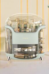 SHEONLY Large Capacity Cosmetic Storage Box With 2 Layers Of Storage Boxes & Transparent Lid in Green - thumbnail 1
