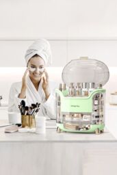 SHEONLY Large Capacity Cosmetic Storage Box With 2 Layers Of Storage Boxes & Transparent Lid in Green - thumbnail 3