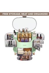 SHEONLY Large Capacity Cosmetic Storage Box With 2 Layers Of Storage Boxes & Transparent Lid in Green - thumbnail 4