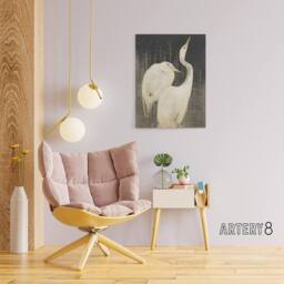 "Artery8 Two Egrets in the Snow Canvas Wall Art Print van Hoytema in Grey - Size: W24"" x H32""" - thumbnail 3