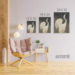 "Artery8 Two Egrets in the Snow Canvas Wall Art Print van Hoytema in Grey - Size: W24"" x H32""" - thumbnail 4