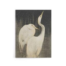 "Artery8 Two Egrets in the Snow Canvas Wall Art Print van Hoytema in Grey - Size: W24"" x H32""" - thumbnail 1