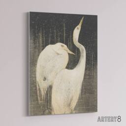 "Artery8 Two Egrets in the Snow Canvas Wall Art Print van Hoytema in Grey - Size: W24"" x H32""" - thumbnail 2