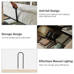 Merax Grey Upholstered Hydraulic Storage Bed with Charging Headboard - Size: King - thumbnail 5