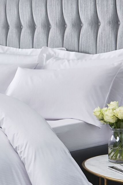 Catherine Lansfield Satin Stripe 300 Thread Count Cotton' Standard Pillowcases in White - image 1