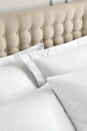 Catherine Lansfield Satin Stripe 300 Thread Count Cotton' Standard Pillowcases in White - thumbnail 2