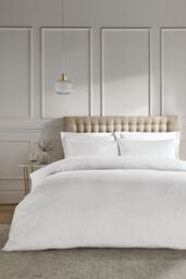 Catherine Lansfield Satin Stripe 300 Thread Count Cotton' Standard Pillowcases in White - thumbnail 3