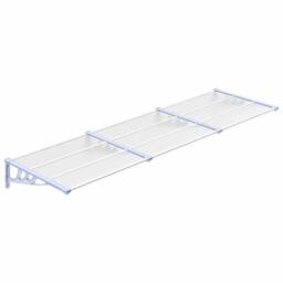 Berkfield Home Durable Door Canopy Grey & Transparent 297.5x90 cm Polycarbonate in Clear - thumbnail 3