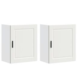 Berkfield Home Kitchen Wall Cabinets 2 pcs Porto White Engineered Wood in Black - thumbnail 2