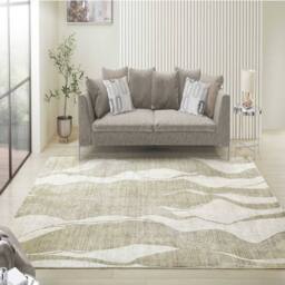 The Rug Shop UK Cream Modern Abstract Viscose Luxurious Easy To Clean Ivory Area Rug - Size: 170 cm x 240 cm