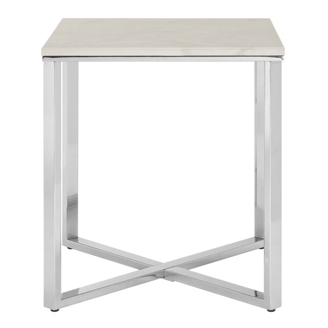 Orsina Square Black Faux Marble End Table, Gold Toned Bedside Table With Metal Legs, Accent Table For Practical Use in Silver - image 1