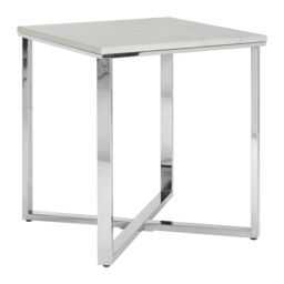 Orsina Square Black Faux Marble End Table, Gold Toned Bedside Table With Metal Legs, Accent Table For Practical Use in Silver - thumbnail 3