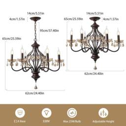 Garwarm 6 - Light Dimmable Classic / Traditional Crystal Chandelier in Brown - thumbnail 4