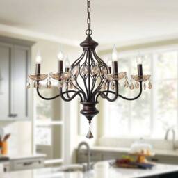 Garwarm 6 - Light Dimmable Classic / Traditional Crystal Chandelier in Brown