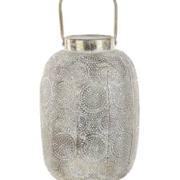 Wyld and Coco Distressed Gold Metal Lantern 40 cm Glass Candle Holder - thumbnail 2