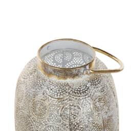 Wyld and Coco Distressed Gold Metal Lantern 40 cm Glass Candle Holder - thumbnail 4