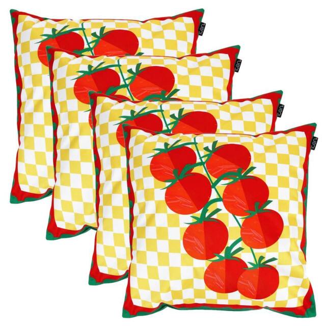 icon 4 Pack Cushion 43x43cm Tomato Print in Yellow - Size: 43x43 cm - image 1