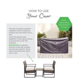 FurnitureboxUK Algarve 2 Seater Rattan Bistro Set with Table in Black - thumbnail 9