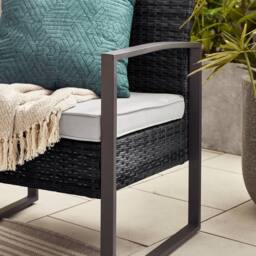 FurnitureboxUK Algarve 2 Seater Rattan Bistro Set with Table in Black - thumbnail 3