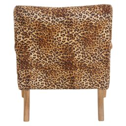 Orsina Leopard Print Velvet Chair, Upholstered Mango Wood Armchair, Bold Curved Accent Chair For Living Room in Brown - thumbnail 4