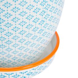 Nicola Spring Hand-Printed Plant Pots with Saucers - 20.5cm - Pack of 3 in Blue - thumbnail 7