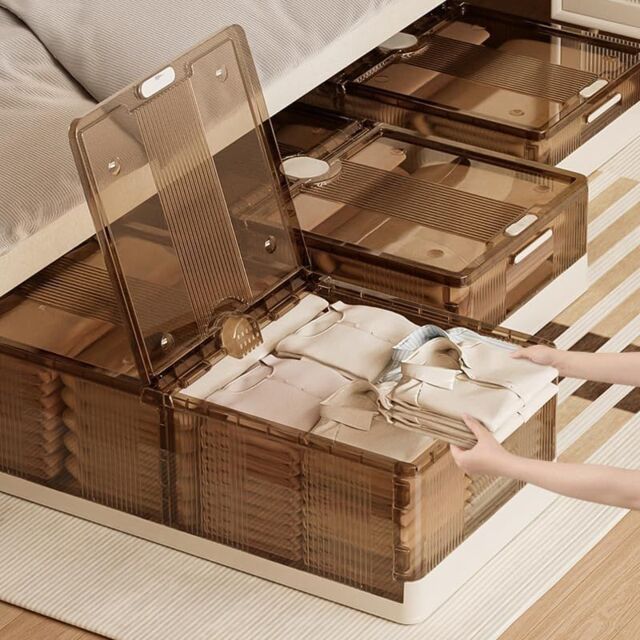 Hygrad Built to Survive Under Bed Storage Boxes Organiser Box Wheels Slide Out Stackable in Brown - image 1