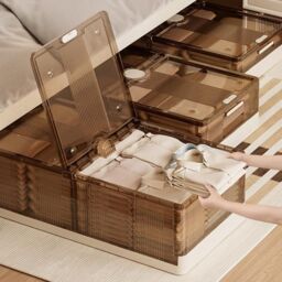 Hygrad Built to Survive Under Bed Storage Boxes Organiser Box Wheels Slide Out Stackable in Brown - thumbnail 1
