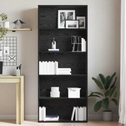 Berkfield Home Book Cabinet Black Oak 80x30x189 cm Engineered Wood - Size: 80 x 30 x 189 cm - thumbnail 3