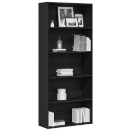 Berkfield Home Book Cabinet Black Oak 80x30x189 cm Engineered Wood - Size: 80 x 30 x 189 cm - thumbnail 4