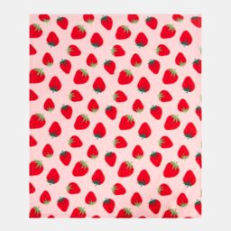 OHS Strawberry Fleece Throw Over Bed Blanket Picnic Travel Warm Chair Sofa Bedspread in Light Pink - Size: 120 cm x 150 cm - thumbnail 4