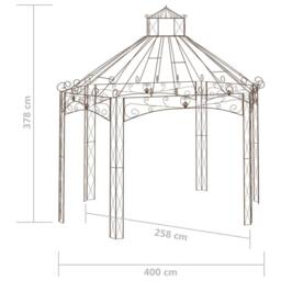 Berkfield Home Garden Pavilion Antique Brown 400x258x378 cm Iron - Size: 400 x 258 x 378 cm - thumbnail 6