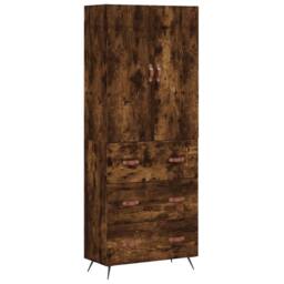 Berkfield Home Highboard Smoked Oak 69.5x34x180 cm Engineered Wood in Brown - thumbnail 3